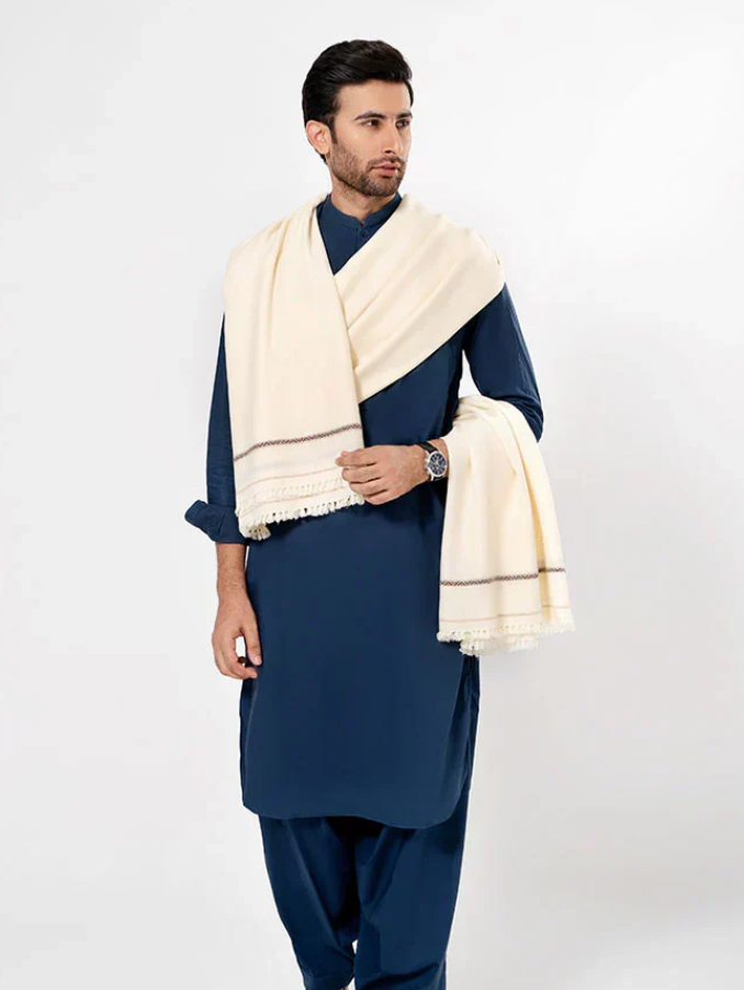 Premium Winter Shawl for Men - White