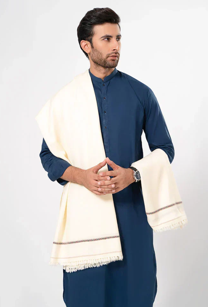 Premium Winter Shawl for Men - White