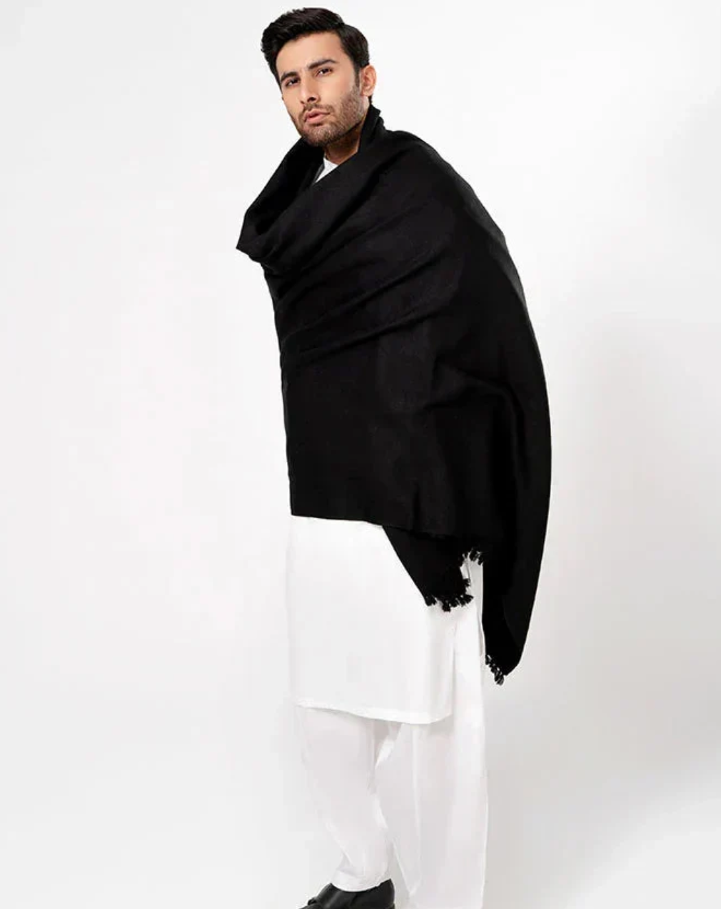 Premium Winter Shawl for Men - Black - premium men's winter shawl