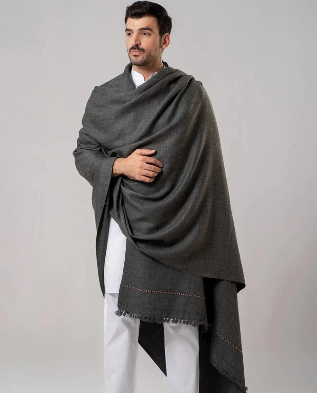 Premium Winter Shawl for Men - Dark Grey - premium men's winter shawl