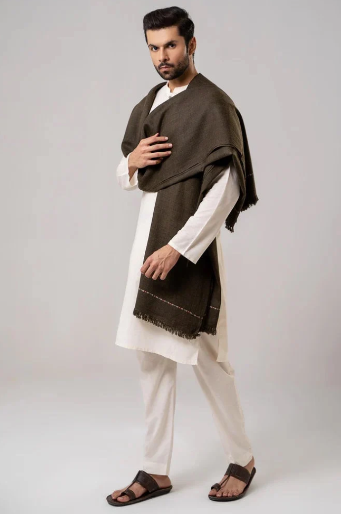 Premium Winter Shawl for Men - Dark Brown