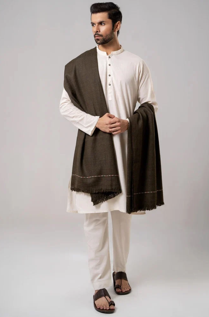 Premium Winter Shawl for Men - Dark Brown - premium men's winter shawl