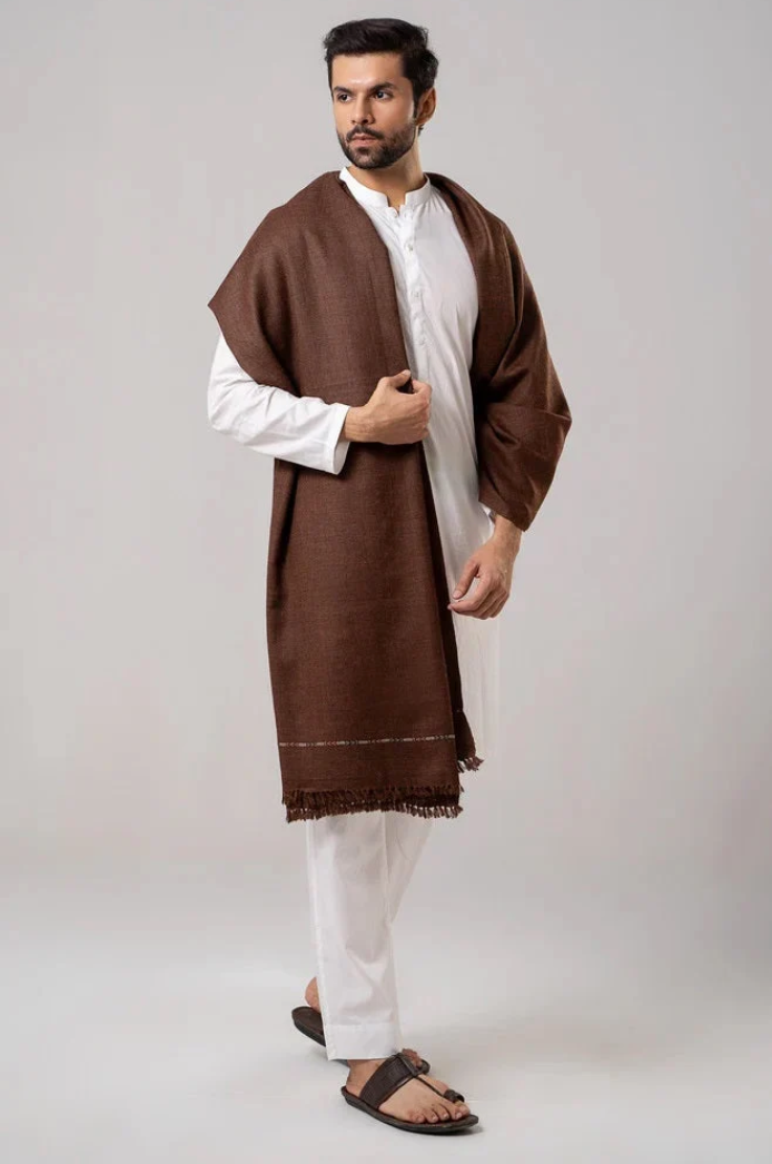 Premium Winter Shawl for Men - Coffee Brown