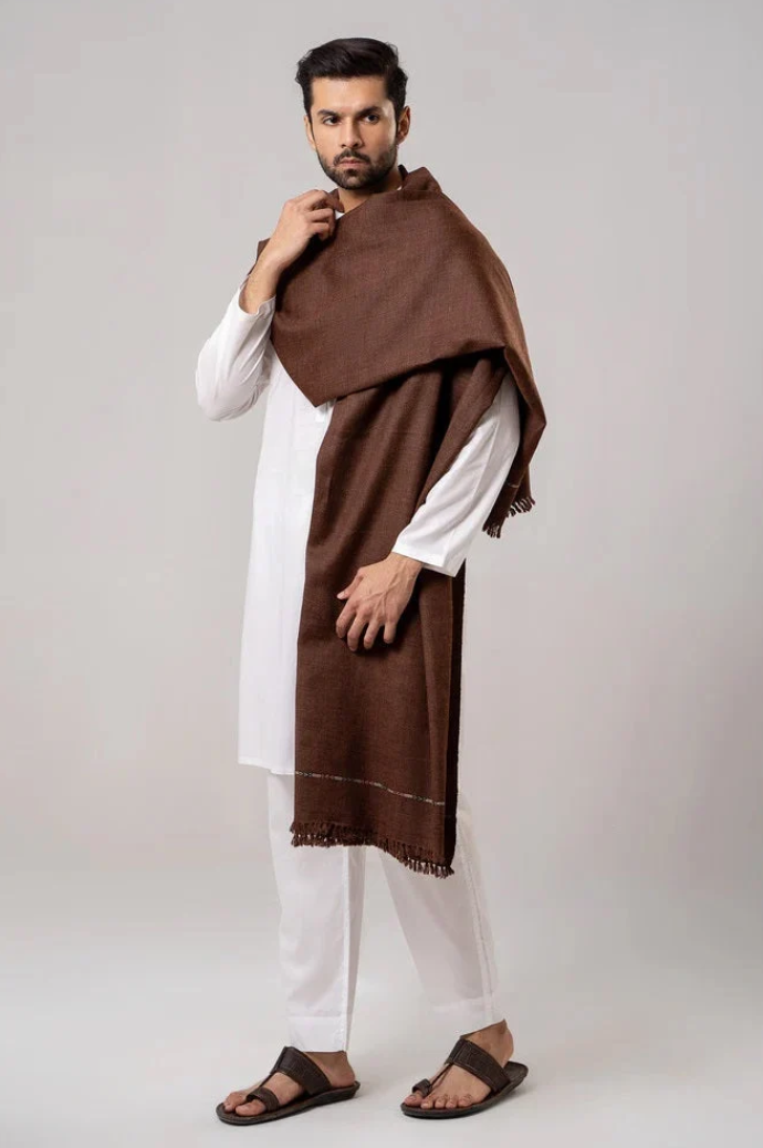 Premium Winter Shawl for Men - Coffee Brown