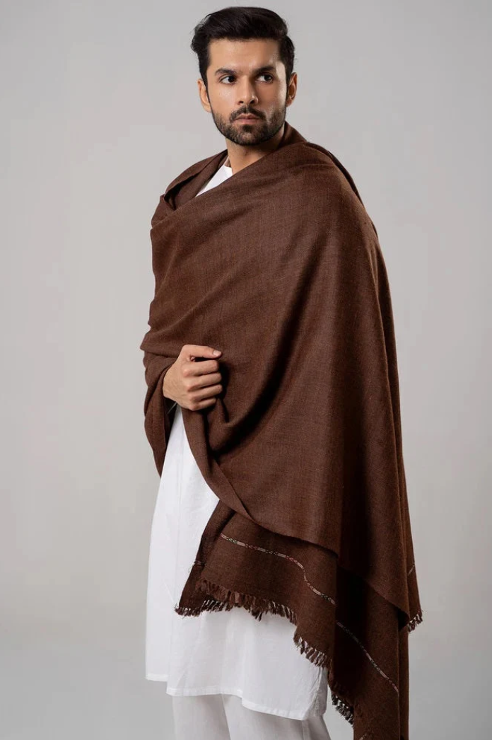 Premium Winter Shawl for Men - Coffee Brown