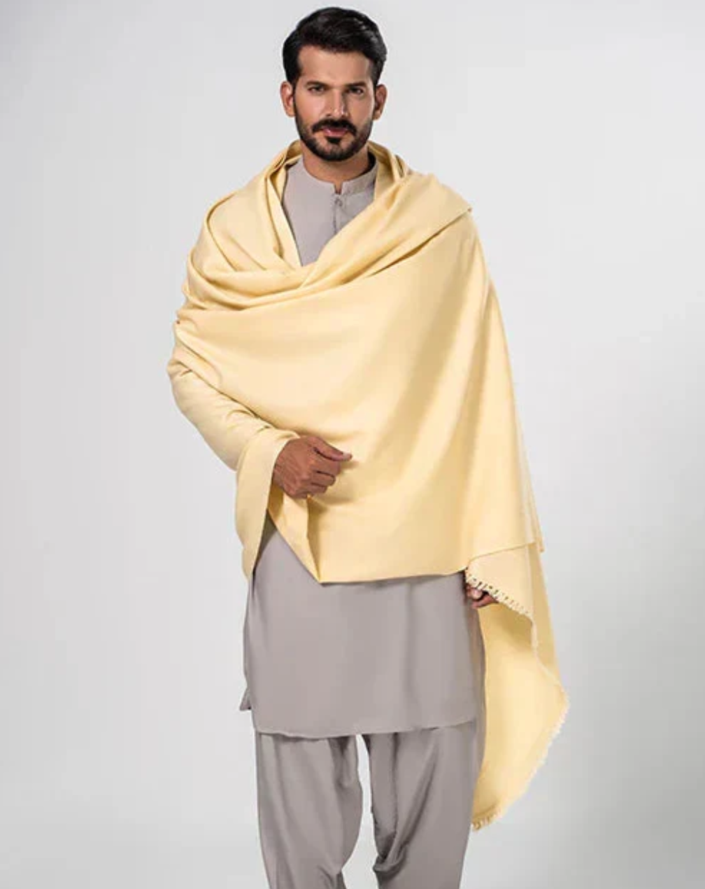 Premium Winter Shawl for Men - Cream - premium men's winter shawl
