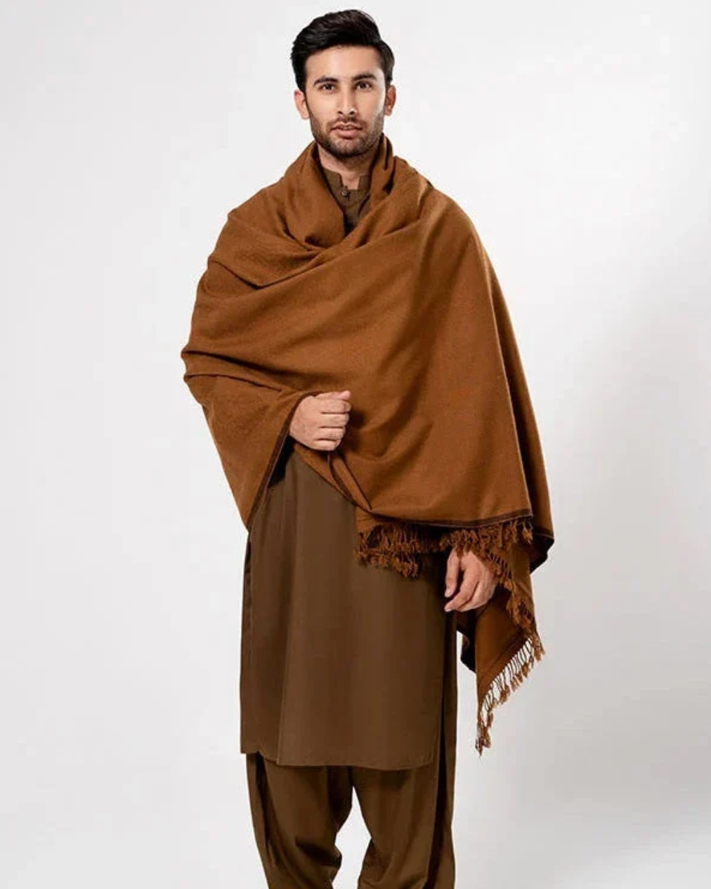 Premium Winter Shawl for Men - Copper Brown - premium men's winter shawl