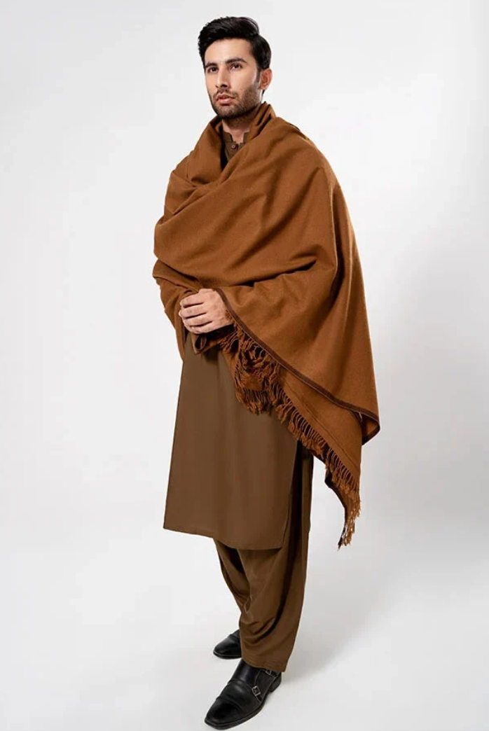 Premium Winter Shawl for Men - Copper Brown