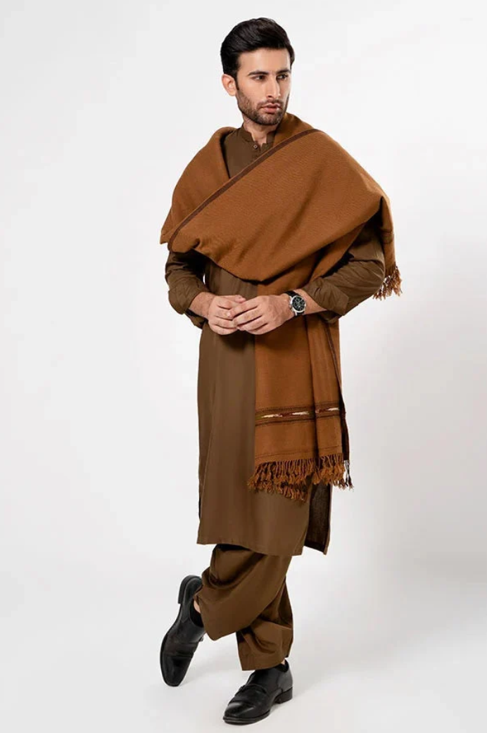 Premium Winter Shawl for Men - Copper Brown