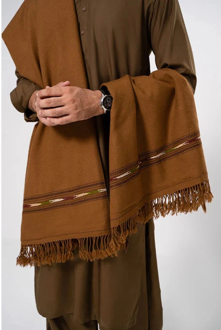 Premium Winter Shawl for Men - Copper Brown